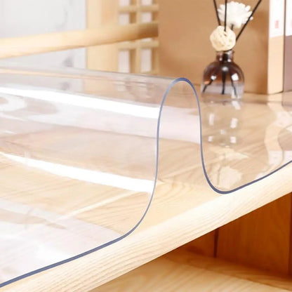 Clear Vinyl Tablecloth Cover, Plastic Table Cover Rectangular, Crystal Clear Plastic Table Cover Protector for Dining Table