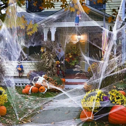 Artificial Spider Web Halloween Decoration Scary Party Scene Props White Stretchy Cobweb Horror House Home Decora Accessories
