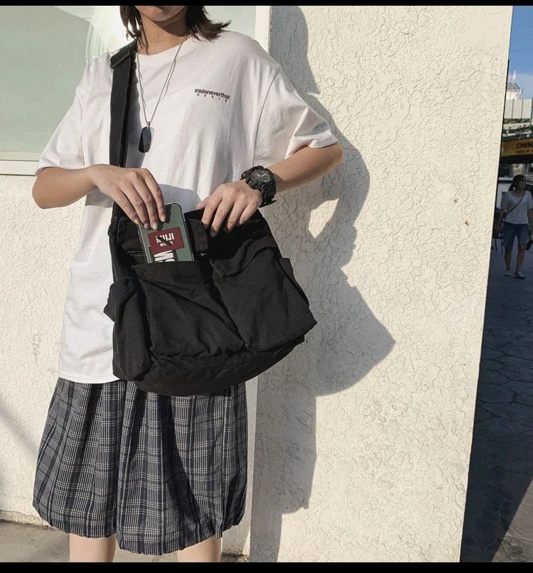 2025 y2k Women Vintage Handbag Canvas Teenager Shoulder Tote Bags Messenger Bags Ladies Casual Handbag Crossbody Purse