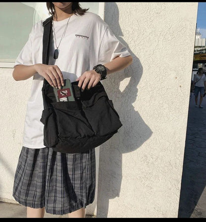 2025 y2k Women Vintage Handbag Canvas Teenager Shoulder Tote Bags Messenger Bags Ladies Casual Handbag Crossbody Purse