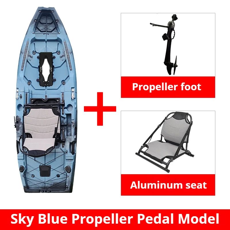 Caiaque Modular de 2 Lugares, Canoa HDPE Elétrica/a Pedal com Assentos de Alumínio, Barco de Pesca Portátil para Recreação em Lagos e no Mar