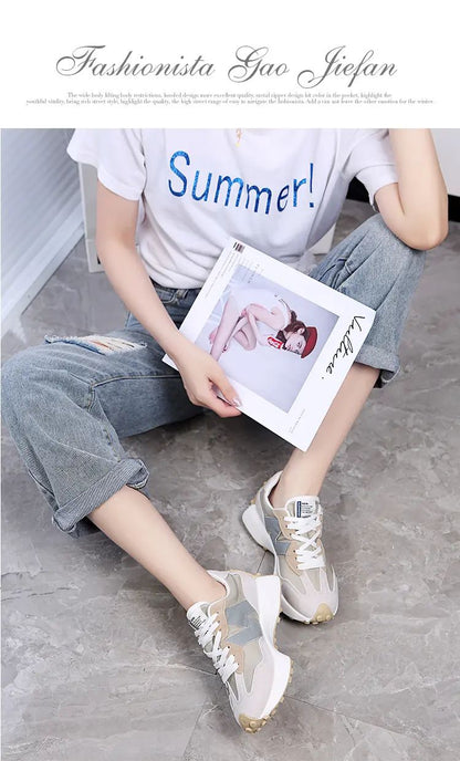 Tênis Feminino Casual Moda Respirável Caminhada Chato Tênis Feminino 2025 Academia Vulcanizado Branco Calçado Feminino