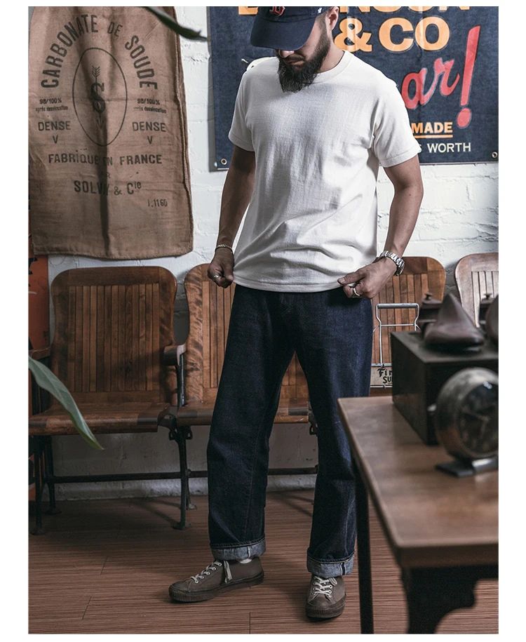 Bronson Heavyweight Seamless Tubular T-Shirt Summer Men's Plain Basic Tee Shirts