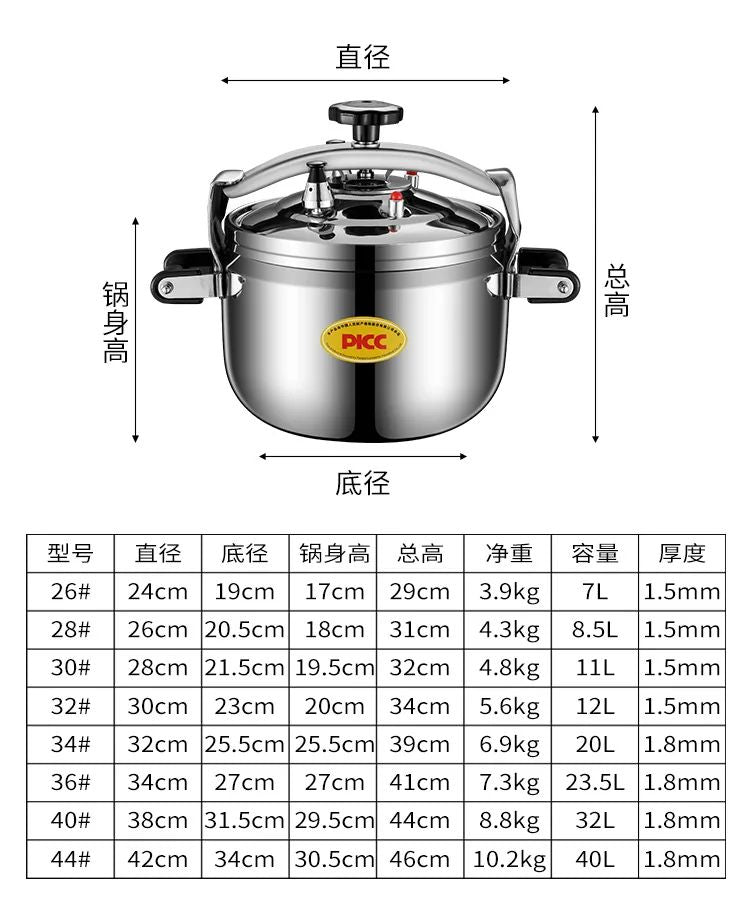 Panela de Pressão Extra Grande Panela de Pressão Comercial Espessa de Aço Inoxidável Utensílios de Cozinha Elétricos Bar de Jantar Casa Jardim