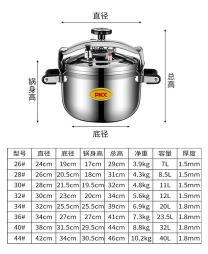 Panela de Pressão Extra Grande Panela de Pressão Comercial Espessa de Aço Inoxidável Utensílios de Cozinha Elétricos Bar de Jantar Casa Jardim