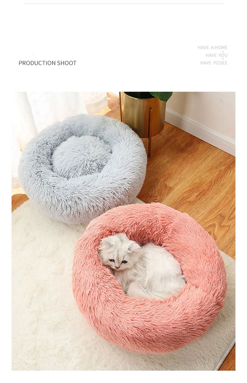 40-70cm Casa Ninho de Pelúcia Super Macio e Quente para Animais de Estimação Removível e Lavável Cama Redonda para Cães e Gatos Casa Quente de Inverno para Dormir