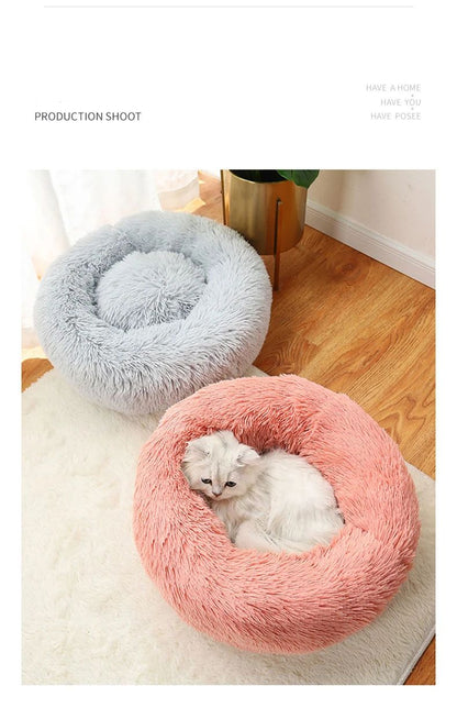 40-70cm Casa Ninho de Pelúcia Super Macio e Quente para Animais de Estimação Removível e Lavável Cama Redonda para Cães e Gatos Casa Quente de Inverno para Dormir