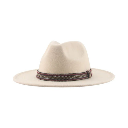 Chapéu Feminino Fedora de Feltro Sólido Casual Chapéu de Inverno Feminino Bonés Masculinos Faixa Panamá Preto Cáqui ????? ??????? Sombrero