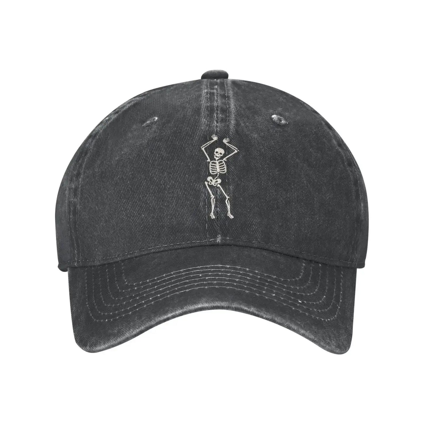 Dancing Skeleton Blue Vintage Adjustable Washed Cotton Trucker Hat Black Fitted Baseball Ball Cap for Men Women Headwear