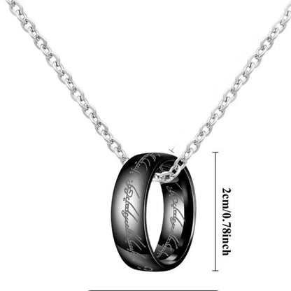 1 peça de Aço Inoxidável Gravado Banhado a Ouro Nova Moda O Anel Pingente Colar Um Colar de Anel para Homens Mulheres Presentes de Festa