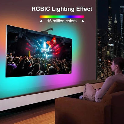 Ambilight For Tv Backlight Sync To Screen 3.8M 5M 5V Usb Rgbic Strip Led With Camera Synchronized Tv Light App Control Gaming