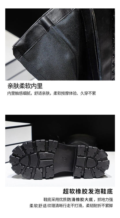 Women's Mid Calf Boots Padded Shoes Knee High Winter Sneakers Punk Style Military Casual White Black 2024 Lucury Platform Woman