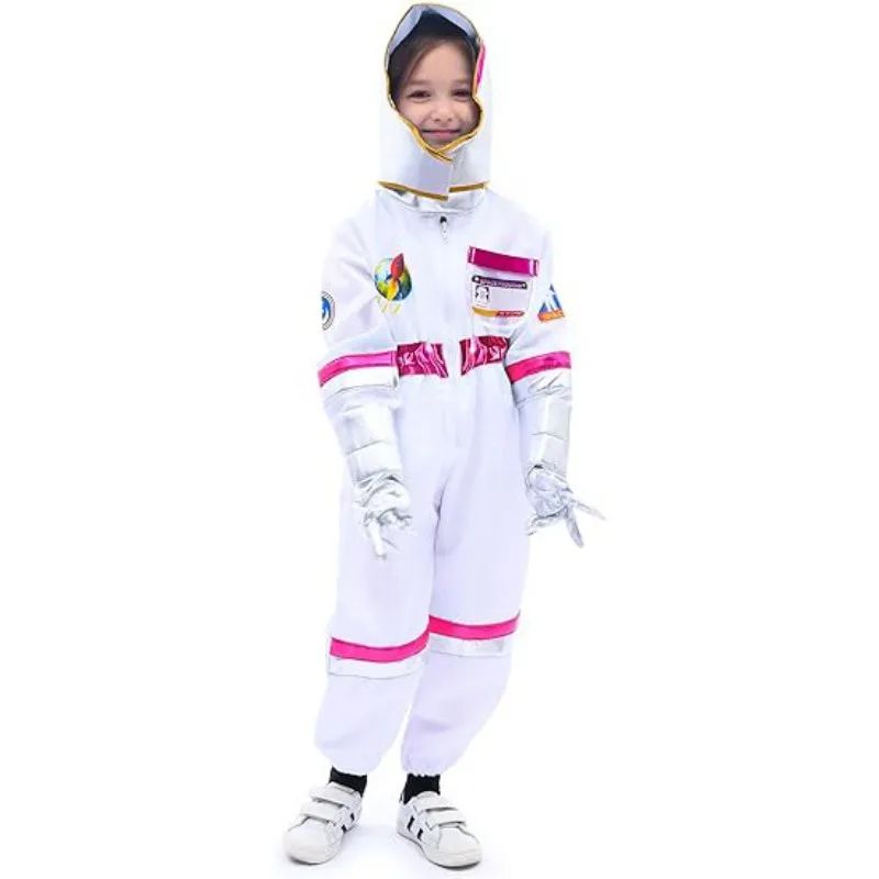 Halloween Astronaut Cosplay Costume Kids Boy Girl Jumpsuit Cartoon Space Party Spaceman Outfit White Spacesuit Bodysuit Clothing