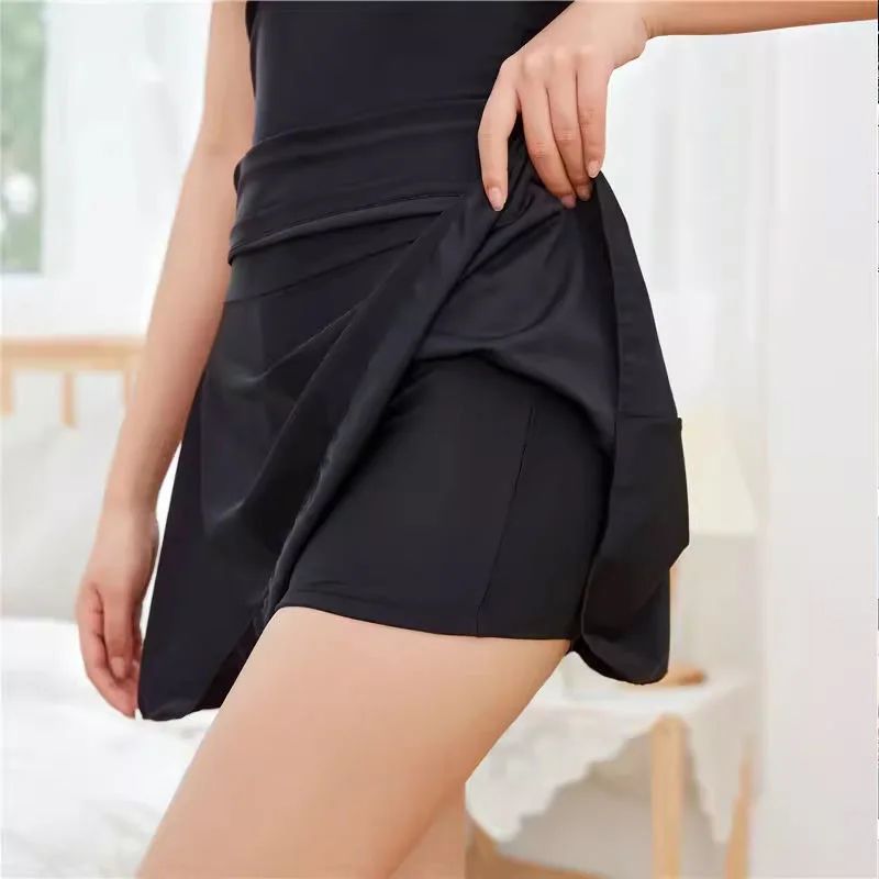 Plus Size Tennis Skirt for Women Black Golf Mini Skirt with Built-in Shorts Stretch Short Skort Female Gym Sporty Workout