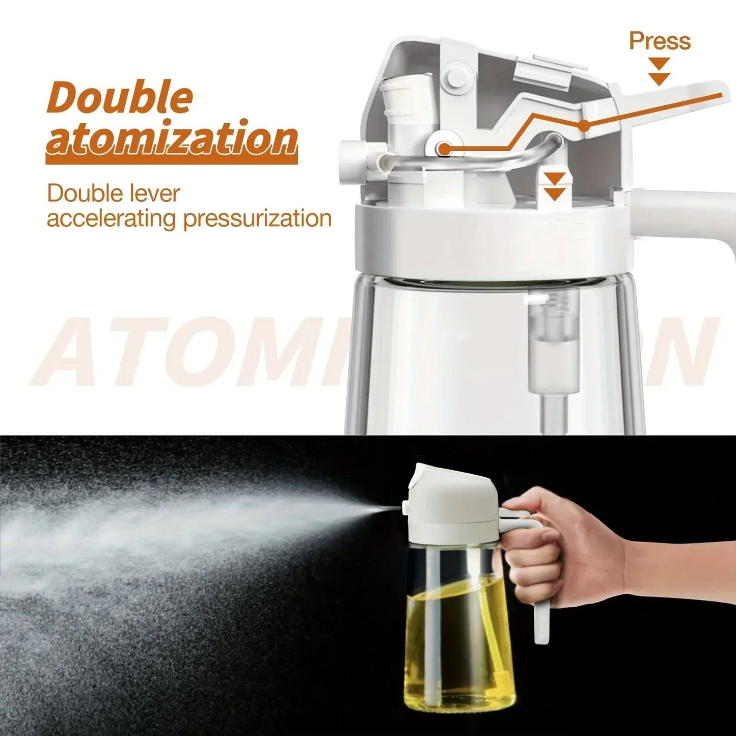 2 in 1 Pour Spray Sprayer Bottle for Kitchen Oil Sprayer Cooking 17oz/500ml Plastics Bottle Food-grade Oil Mister for Air Fryer