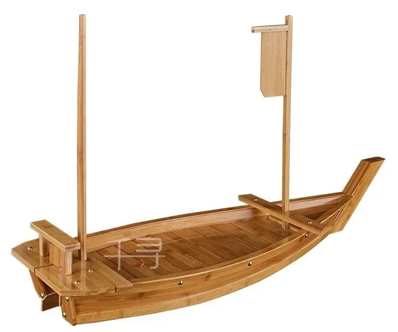 New luxury sashimi boat dry ice boat sashimi platter sushi tableware Japanese cuisine wooden sushi boat bamboo sushi tool