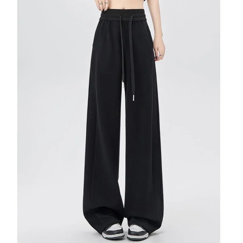 2024 Winter Girls Pants Snow Warm Solid Fleece Sweatpants Lady Korean Style Thicken Thermal High Waisted Straight Leg Trousers