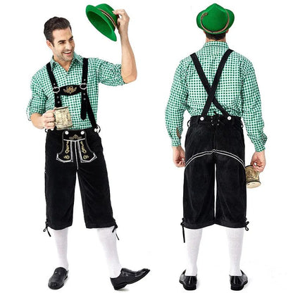 Men Bavarian Beer Male Shirt Rompers Shorts Set Cosplay Costume German Oktoberfest Costumes Halloween Festival Party Outfit