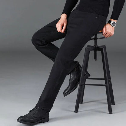 Calça Jeans Masculina de Marca de Luxo Stretch Reta Casual Slim Fit Jeans Masculino Design Clássico de Negócios Calça Tamanho Grande