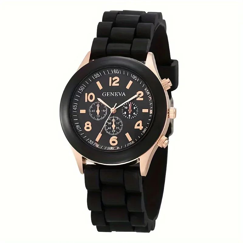 Stylish Round Pointer Quartz Watch, Triple Dial Silicone Watchband Sports Wristwatch For Women And Men, Ideal choice for Gifts