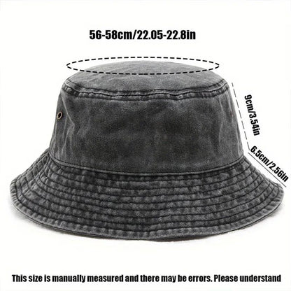 Panda Embroidery Washed Cotton Bucket Hat for Men Women Vintage Wide Brim Sun Protection Adjustable Outdoor Fishing Beach Cap