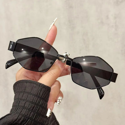 Fashion Polygonal Women Sunglasses 2025 Vintage Brand Rhombus Ladies Sun glasses Shades Unique Metal Frame Punk Eyewear Men