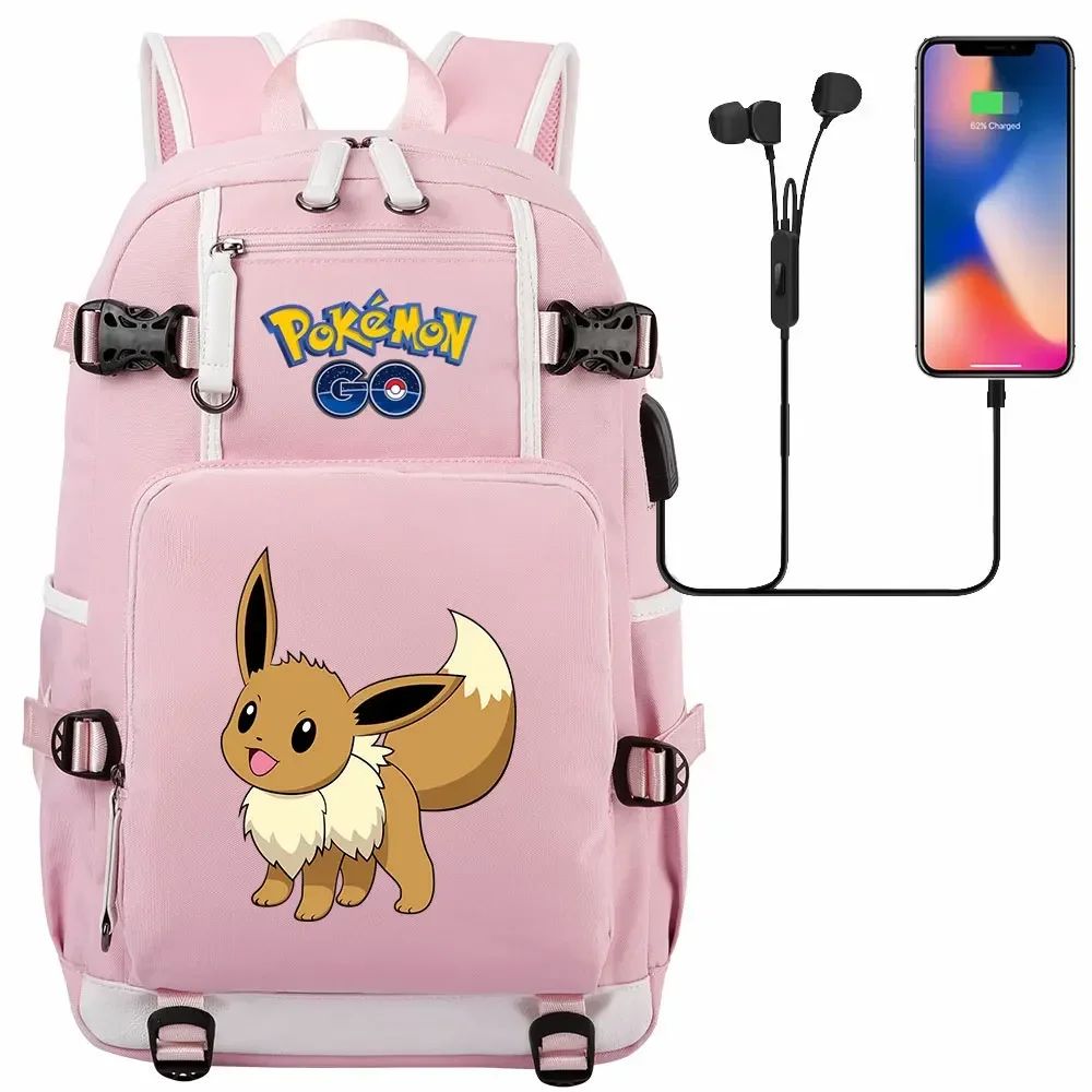 New Eevee Charizard USB Teenagers Schoolbags Women Men Laptop Travel Backpack Girl Boys Kids School Book Bags