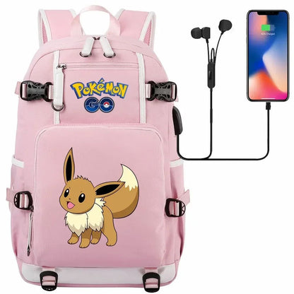 New Eevee Charizard USB Teenagers Schoolbags Women Men Laptop Travel Backpack Girl Boys Kids School Book Bags