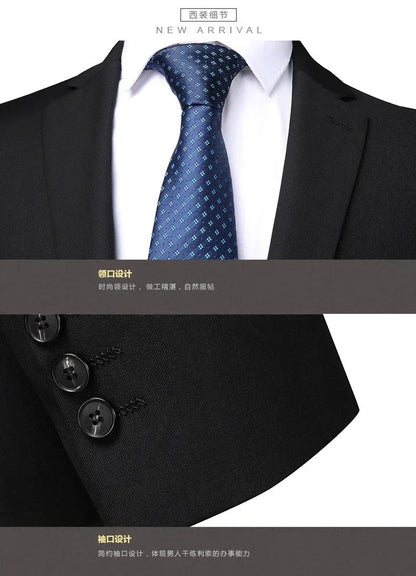 Suit 8XL (Blazer + Trousers) Men Korean Version of The Youth Elegant Fashion Simple Casual Gentleman Best Man Suit 2 Piece Suit