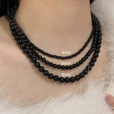 1/3Pcs Black Beaded Necklace Women Men Three Layers Black Pearl Choker Minimalist Glass Girls Beads Vintage Jewelry Accessories