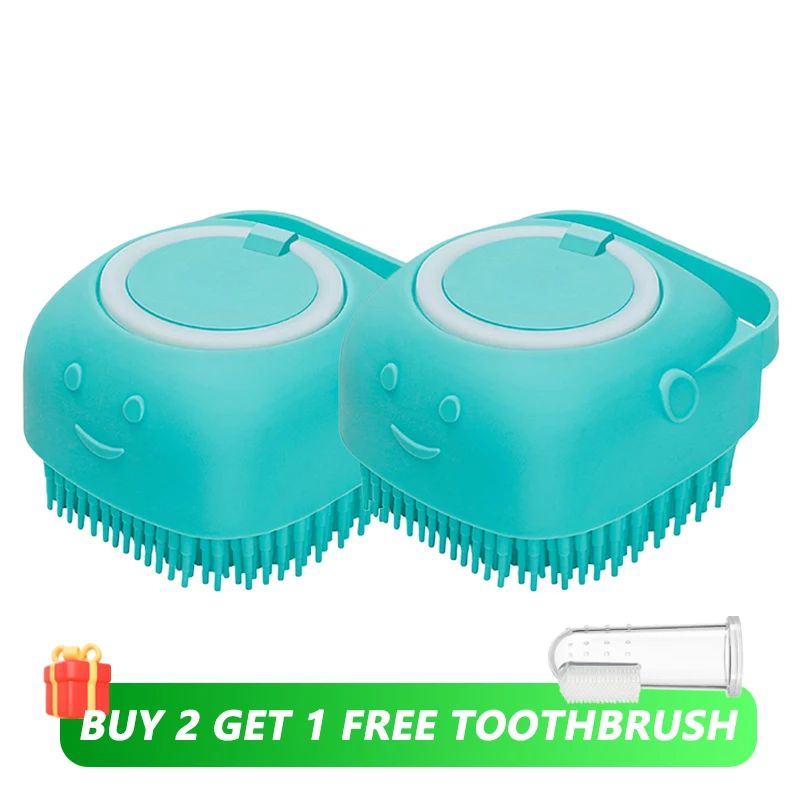 Escova de Banho para Cães Escova de Massagem para Animais de Estimação Dispensador de Shampoo Escova de Silicone Macio Cerdas de Borracha para Cães e Gatos Ferramenta de Banho e Higiene