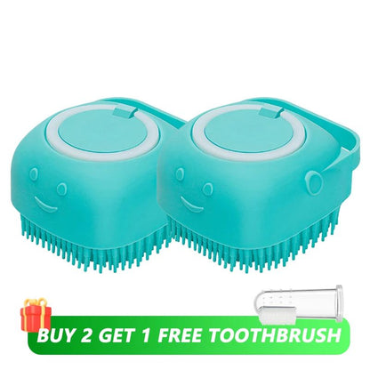 Escova de Banho para Cães Escova de Massagem para Animais de Estimação Dispensador de Shampoo Escova de Silicone Macio Cerdas de Borracha para Cães e Gatos Ferramenta de Banho e Higiene