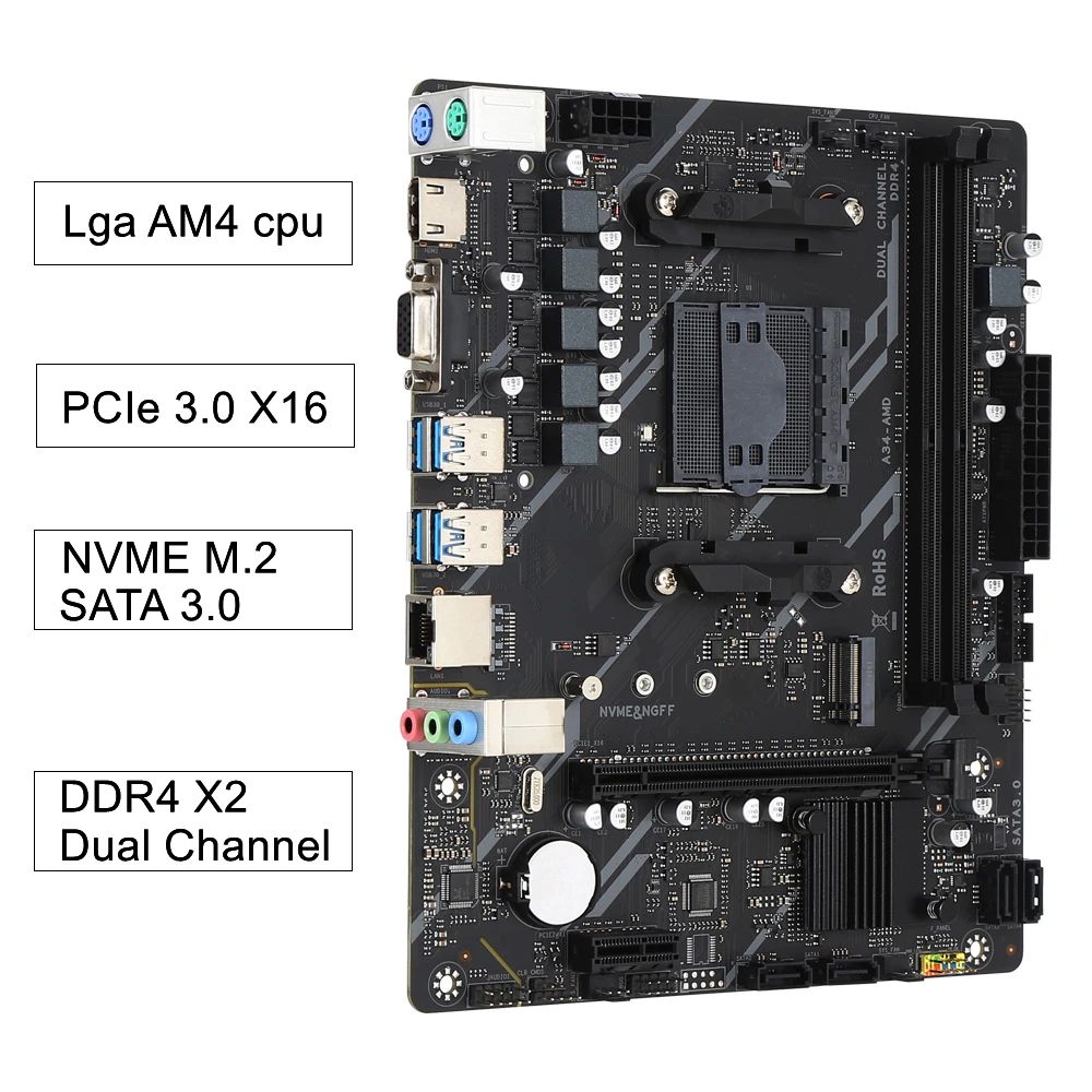 Kllisre A320 kit AMD Ryzen R5 2600 cpu DDR4 16GB 3200MHz memória placa-mãe a320m