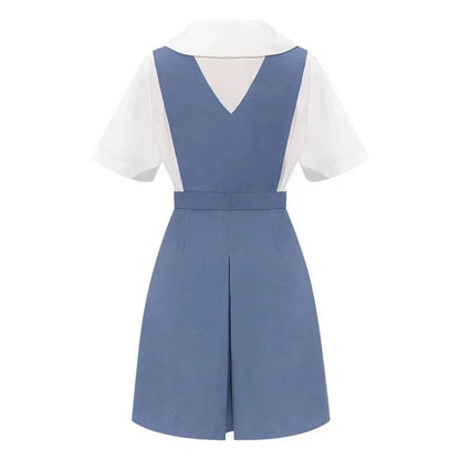 Rei Ayanami Cosplay Costume Asuka Langley Soryu Cosplay  Women School Uniform Dresses Wig Hair Clips Halloween Loli Clothing