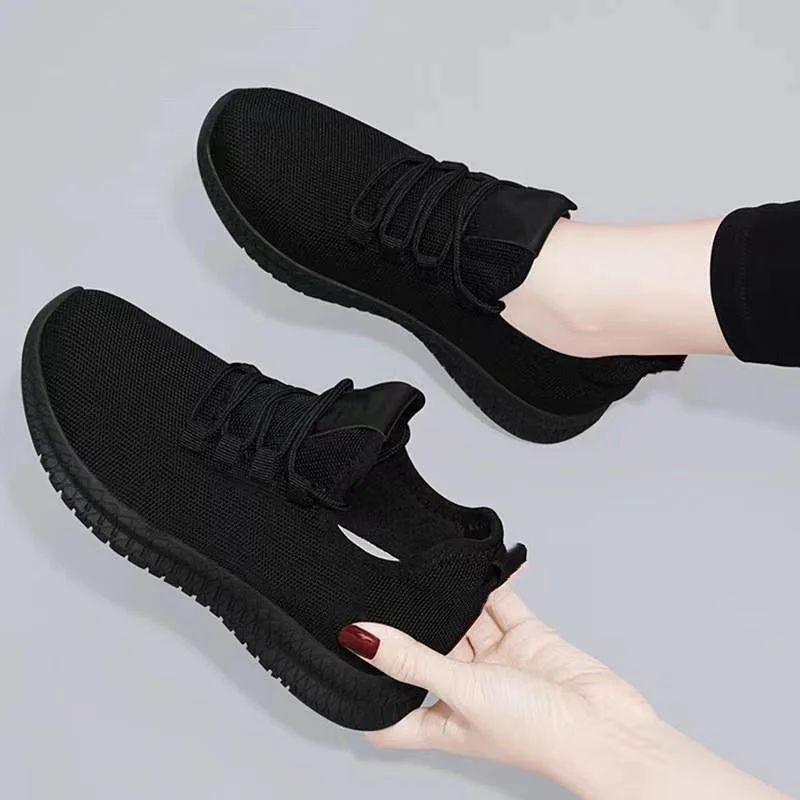 Tênis Feminino Primavera/Outono Moda Sólida Respirável Bico Redondo Casual Confortável Plataforma