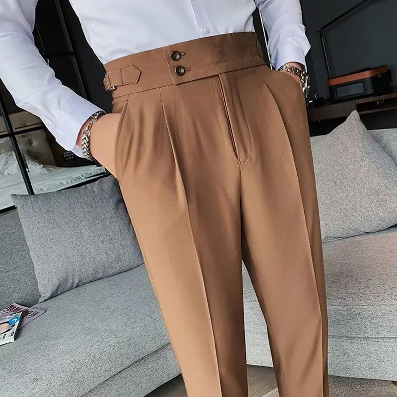 Calça Masculina Nadir Coffee Color Clássica Estilosa Paris Botão Prega Única Emagrece Suaviza Sua Silhueta Calça Social Casual