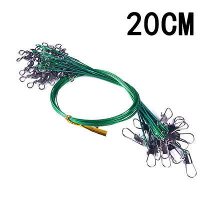 Linha de Pesca de Aço Anti-Mordida com Força de Tração Super Forte, Líder de Aço com Gira Giratória, Chumbada de Pesca 200/100/60/20Pcs