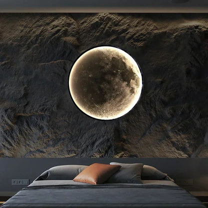 2025 Newest LED Modern Simple Bedside Wall Lamp Net Red Creative Living Room Bedroom Moon Mural New Balcony Stair Aisle Lamps