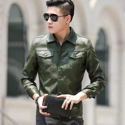 High Quality Men's PU Leather Jacket Male Slin Casual Jacket Korean Trend Slim Fit Handsome Youth Leather Coat Business Jackets