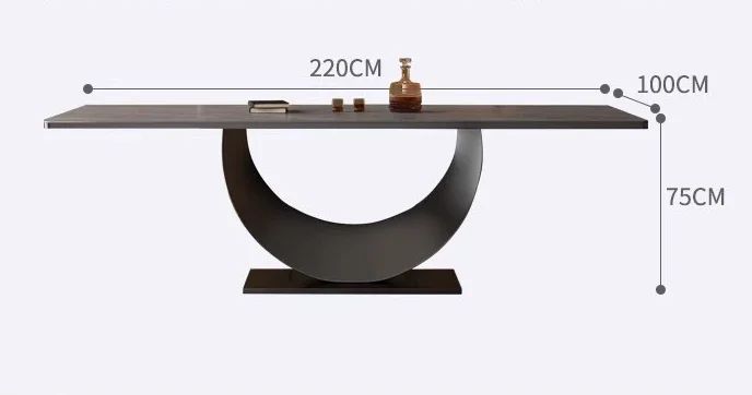 Modern Rectangle Minimalist Rock Slab Restaurant Dining Table And Chairs Stainless Steel Frame Leather Dining Chair Italian