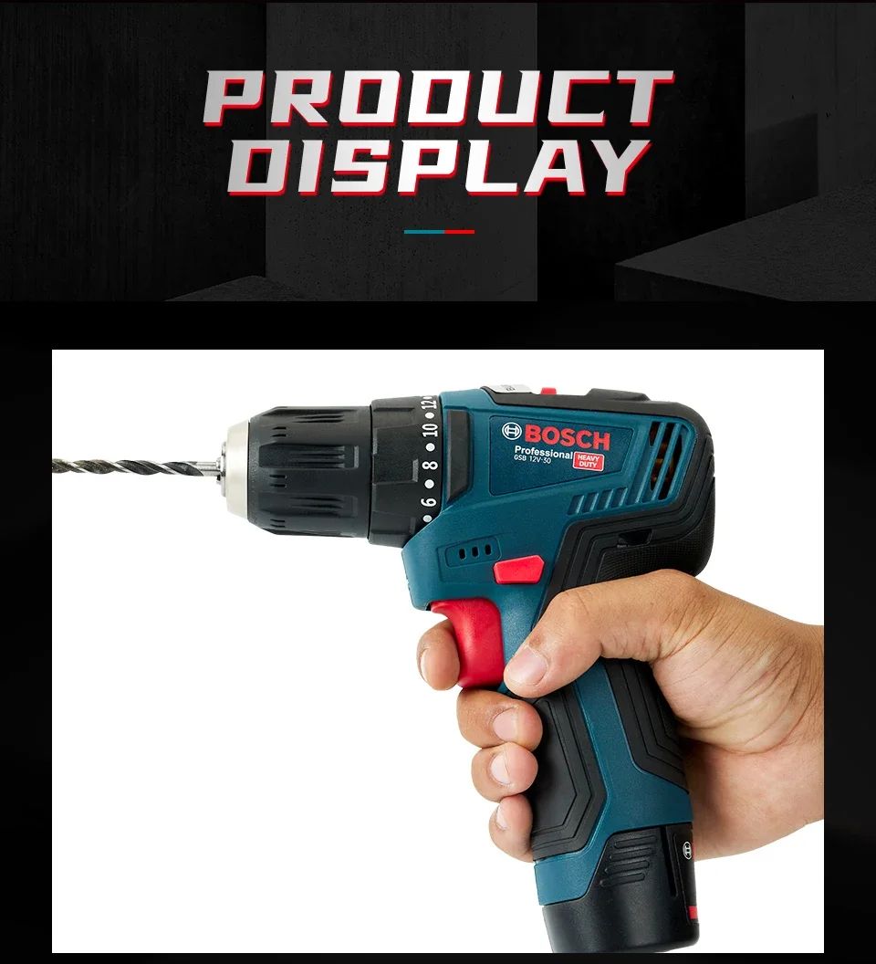 Furadeira elétrica profissional Bosch-GSB-12-V30, parafusadeira sem fio, multifuncional, para uso doméstico, chave de fenda, faça você mesmo