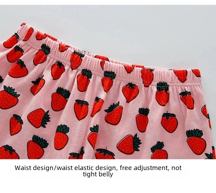 Summer Strawberry Sleepwear For Baby Kids Short Sleeve Pijamas Infantil 100% Cotton Kids Pajamas Set Boys Girls Clothes 6 8 10 Y