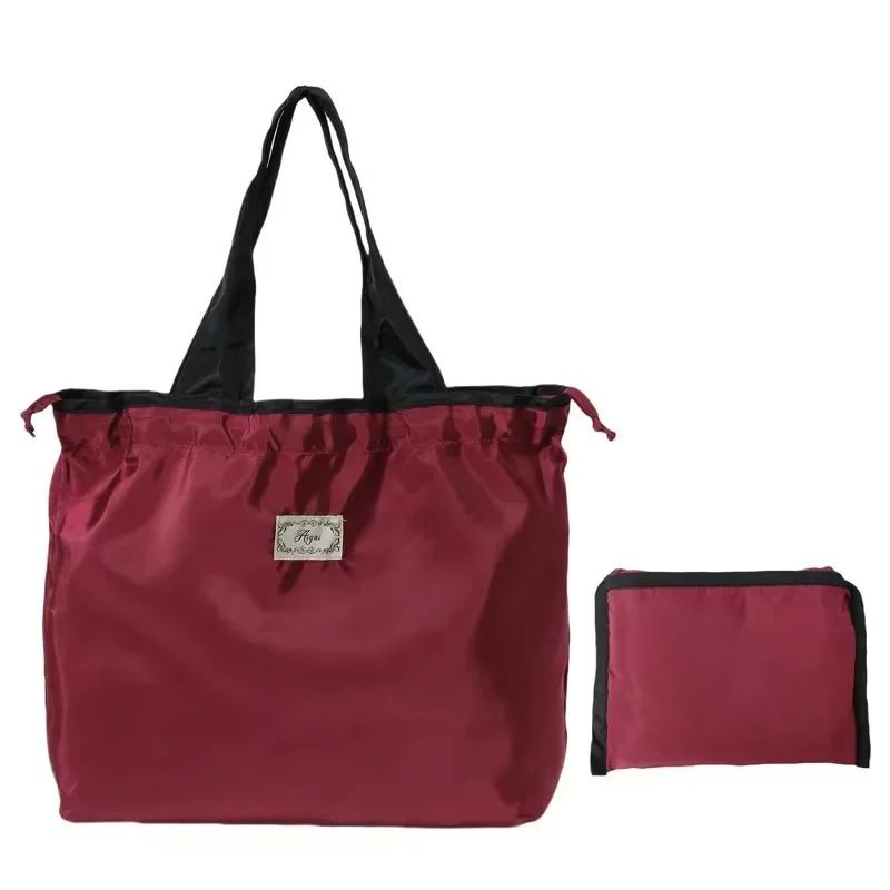 1-Pack Reusable Shopping Bag, Large Capacity Foldable Drawstring Eco-friendly Storage Bag, Casual Shopping Shoulder Bag