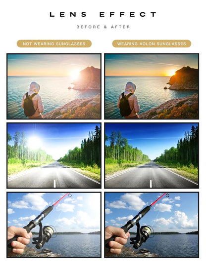 AORON Alloy Men Polarized Sunglasses Women Male Luxury UV400 Goggles Brand Design Metal Frame Glasses Driving