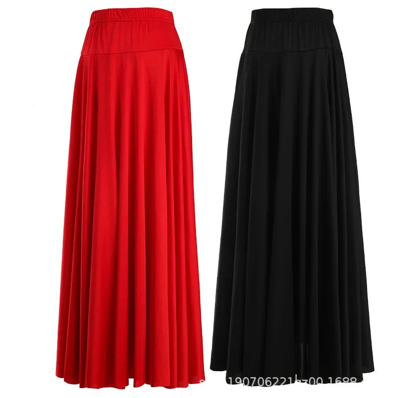 Plus Size Elegant Plus Size Women's Long Dress For Dancing And Commuting Stylish Square Dance Skirt With Wide Hemline For Soc...