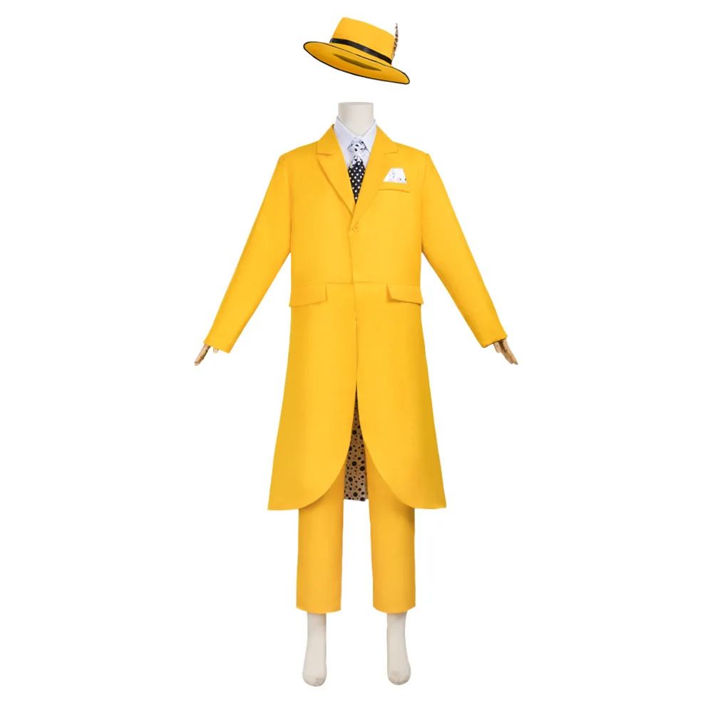 The Mask Roleplay Stanley Fantasy Ipkiss Adult Jim Cosplay Carrey Hat Costume Men Coat Pants Halloween Carnival Party Suit