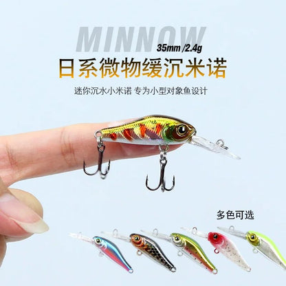 1PC Isca de Pesca 3.5cm 2.4g Minnow de Qualidade Olhos 3D Plástico Isca Artificial Dura Pesca Jig Wobblers Crankbait Isca de Pesca
