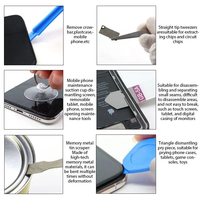 Kit de Ferramentas para Reparo de Celular 22 em 1 - Conjunto Multifuncional de Desmontagem com Chave de Fenda Antiderrapante para iPhone