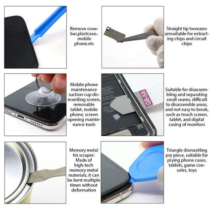 Kit de Ferramentas para Reparo de Celular 22 em 1 - Conjunto Multifuncional de Desmontagem com Chave de Fenda Antiderrapante para iPhone