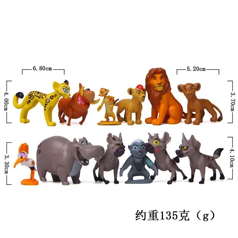 12 Peças/Conjunto Anime Desenho Animado A Guarda do Leão Rei Kion Simba PVC Figuras de Ação de Alta Qualidade Bunga Beshte Fuli Ono Bonecos de Brinquedo